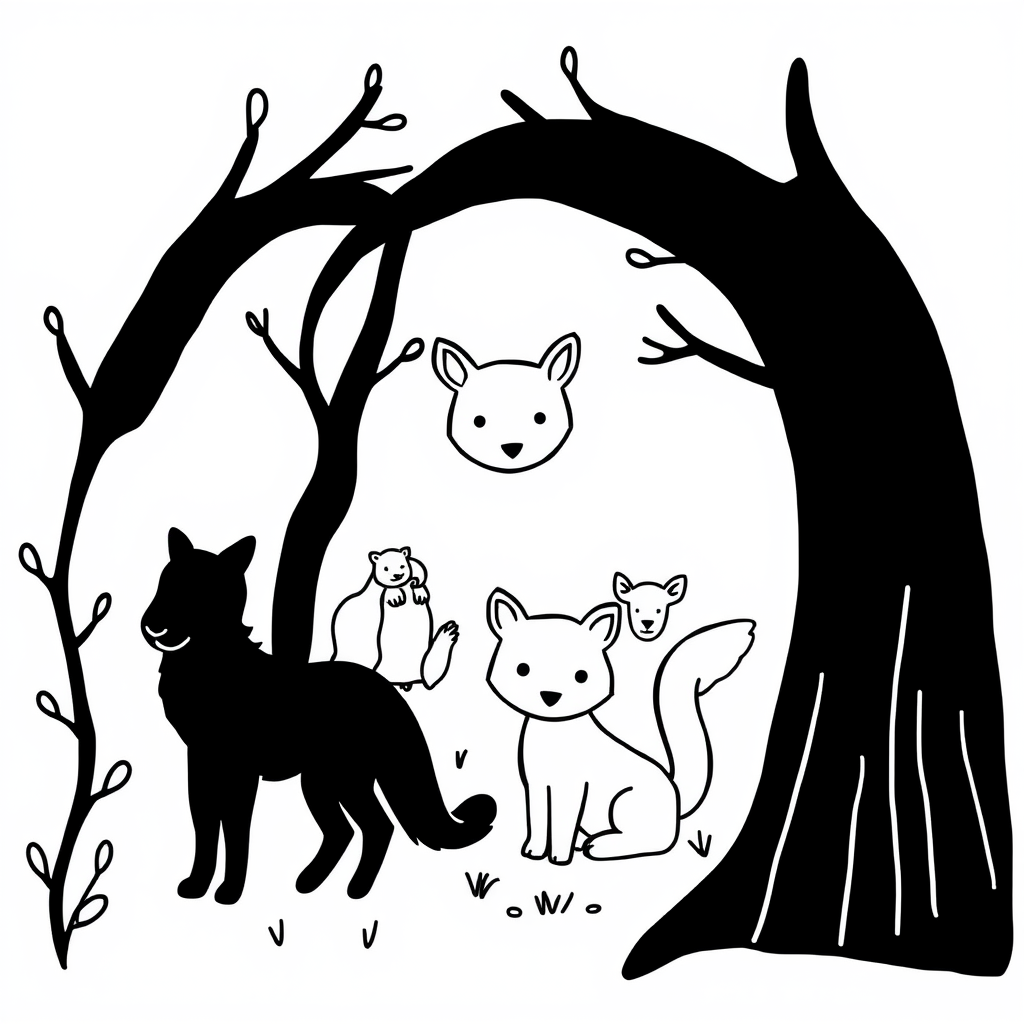 Dieren in het bos Kleurplaat