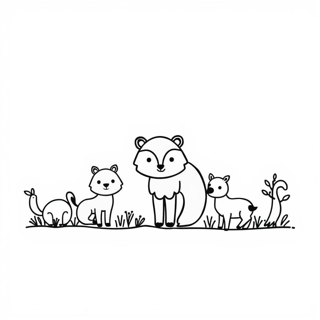 Dieren in het bos Kleurplaat