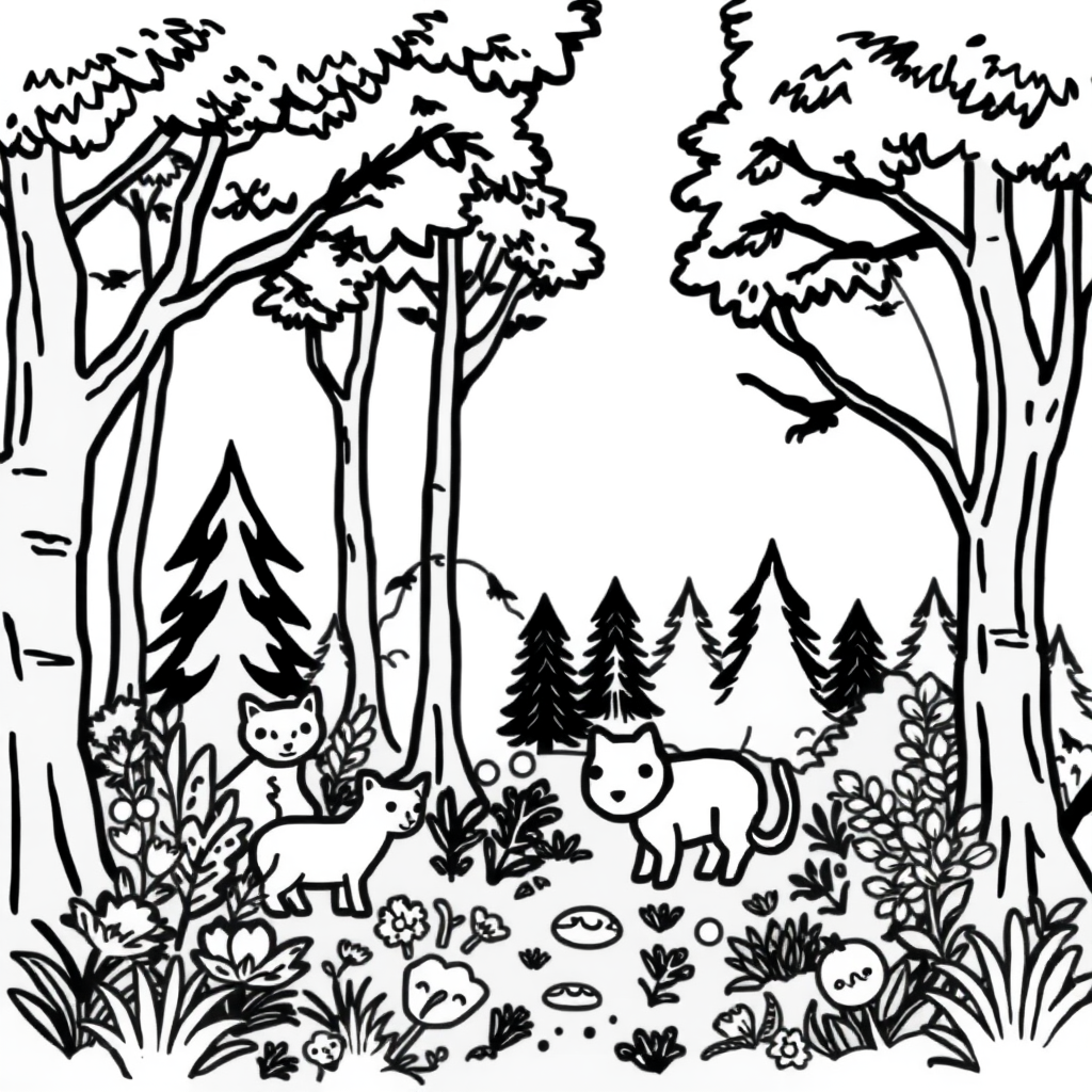 Dieren in het bos Kleurplaat