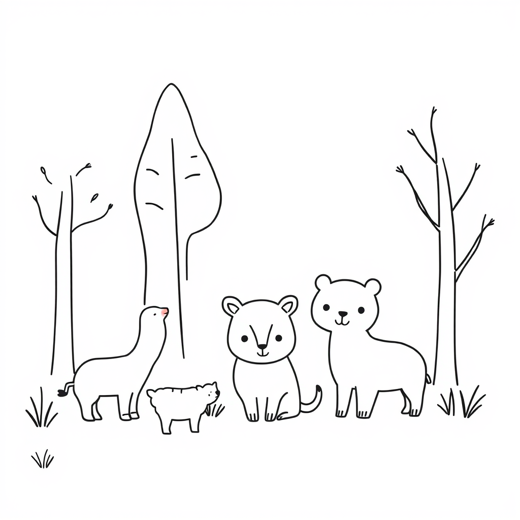 Dieren in het Bos Kleurplaat