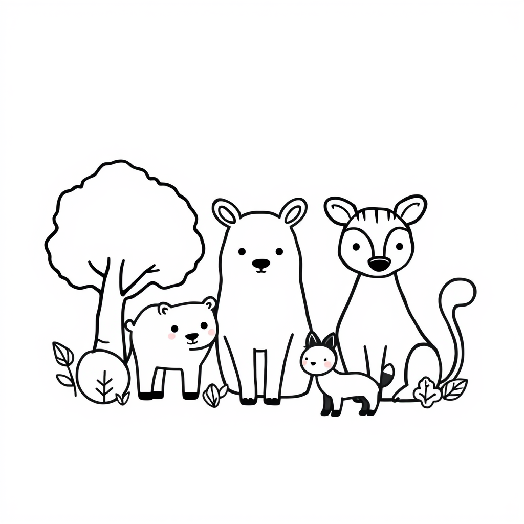 Dieren in het bos Kleurplaat