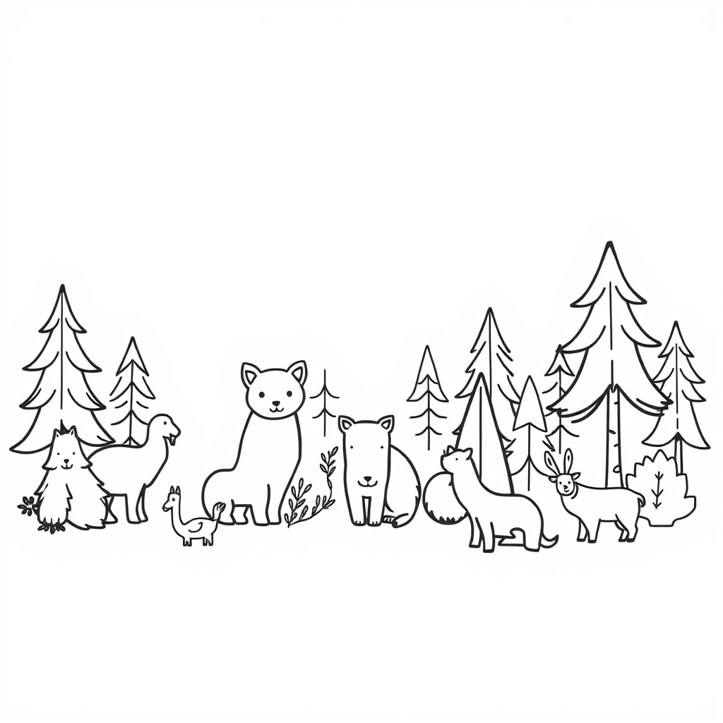 Dieren in het bos Kleurplaat