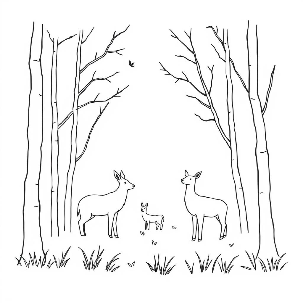 Dieren in het bos Kleurplaat