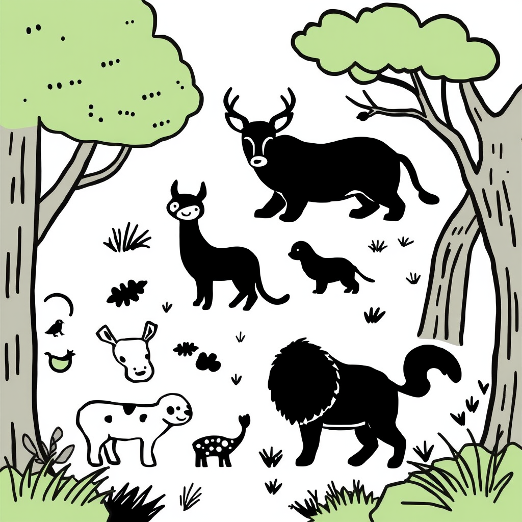 Dieren in het bos Kleurplaat