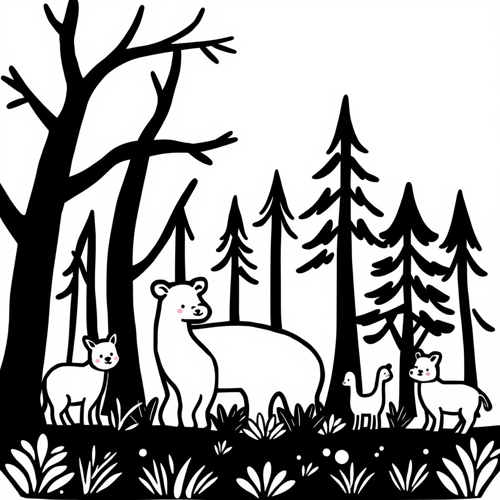 Dieren in het Bos Kleurplaat