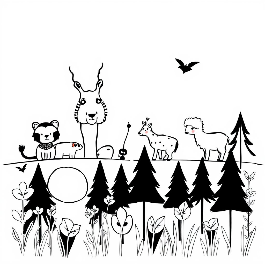Dieren in het bos Kleurplaat