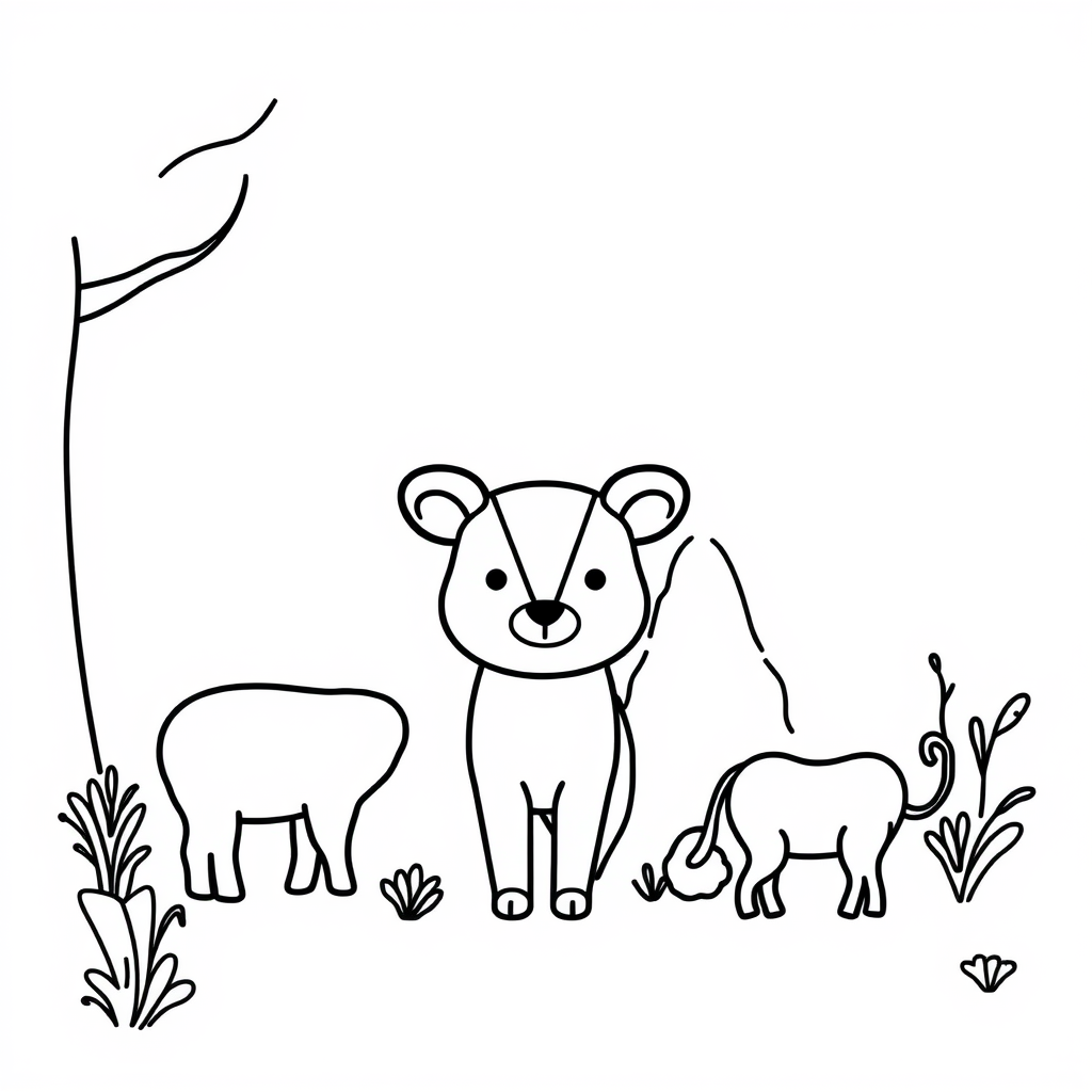 Dieren in het Bos Kleurplaat