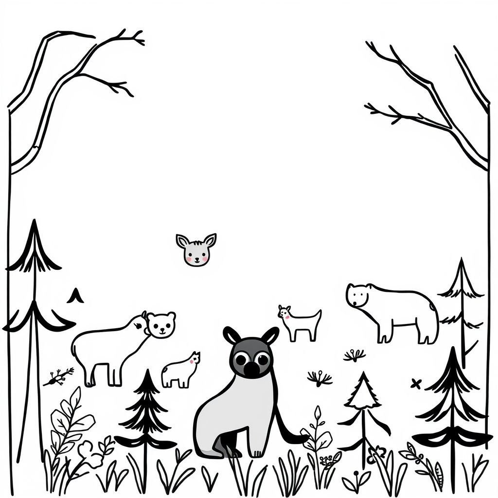 Dieren in het Bos: Kleurplaat