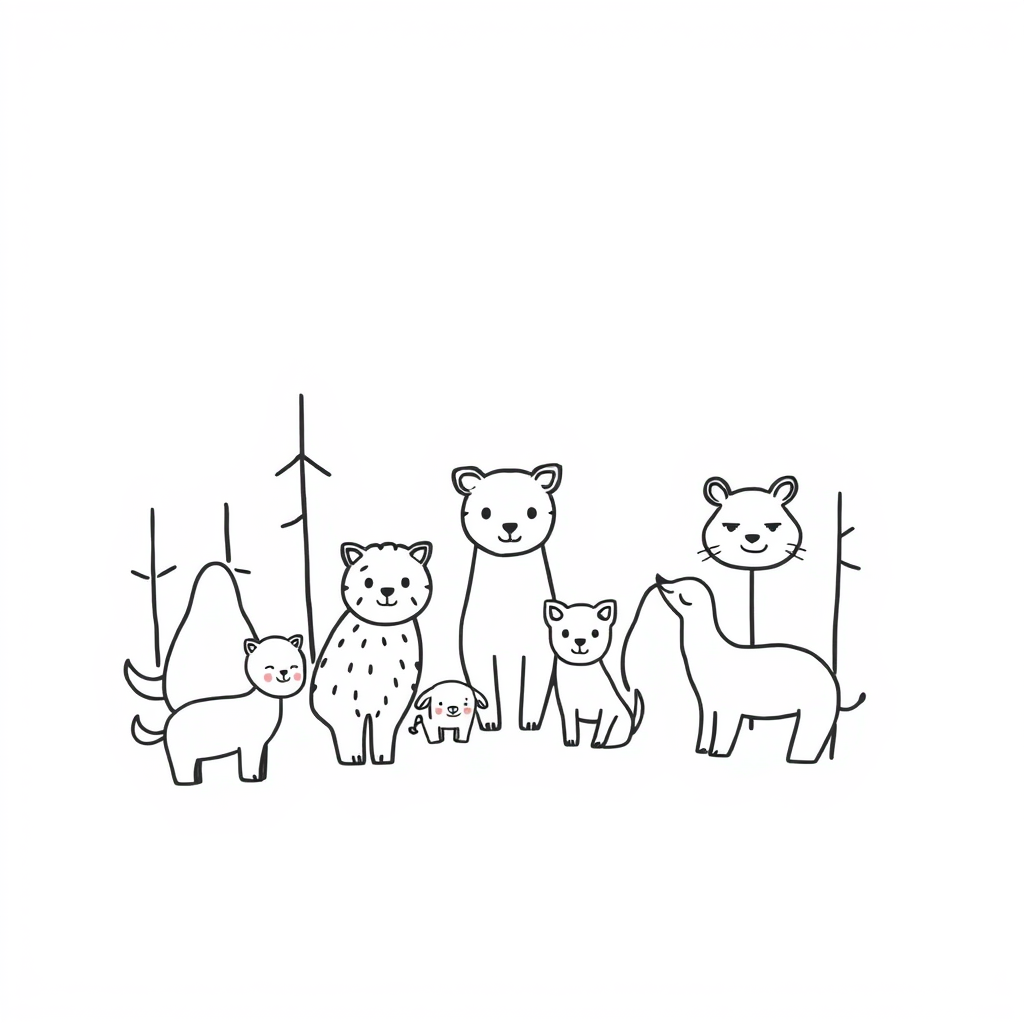 Dieren in het bos Kleurplaat