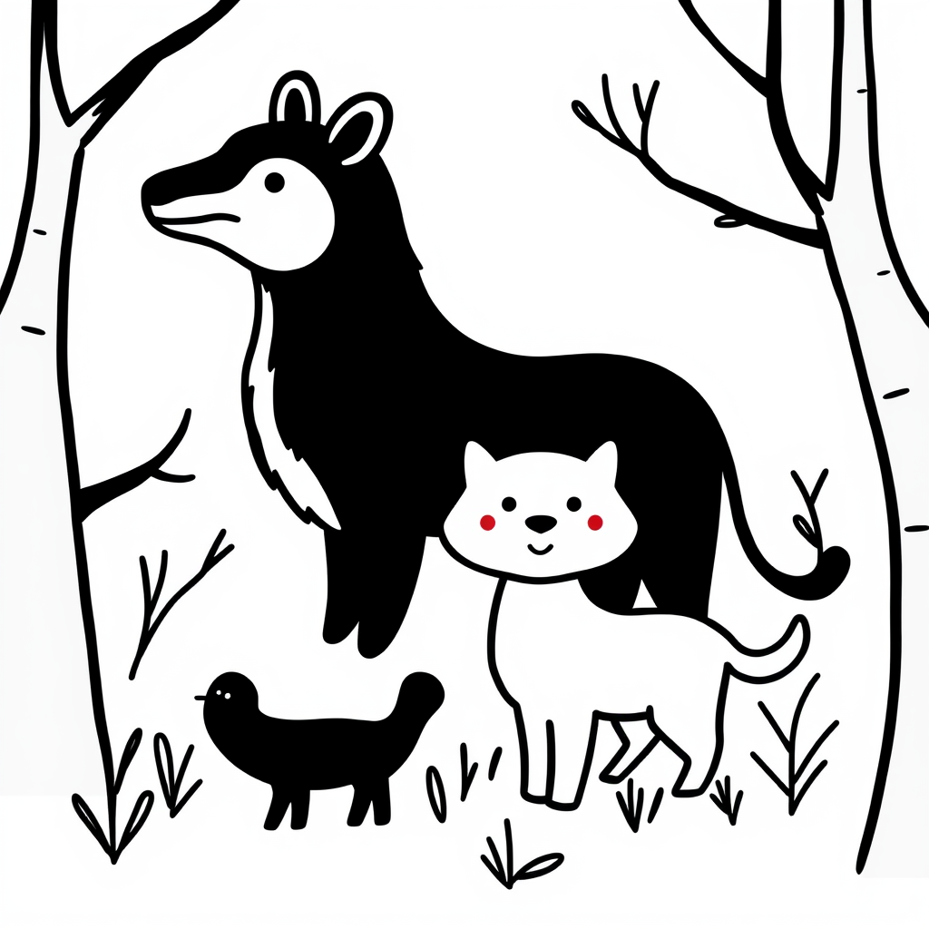 Dieren in het Bos Kleurplaat