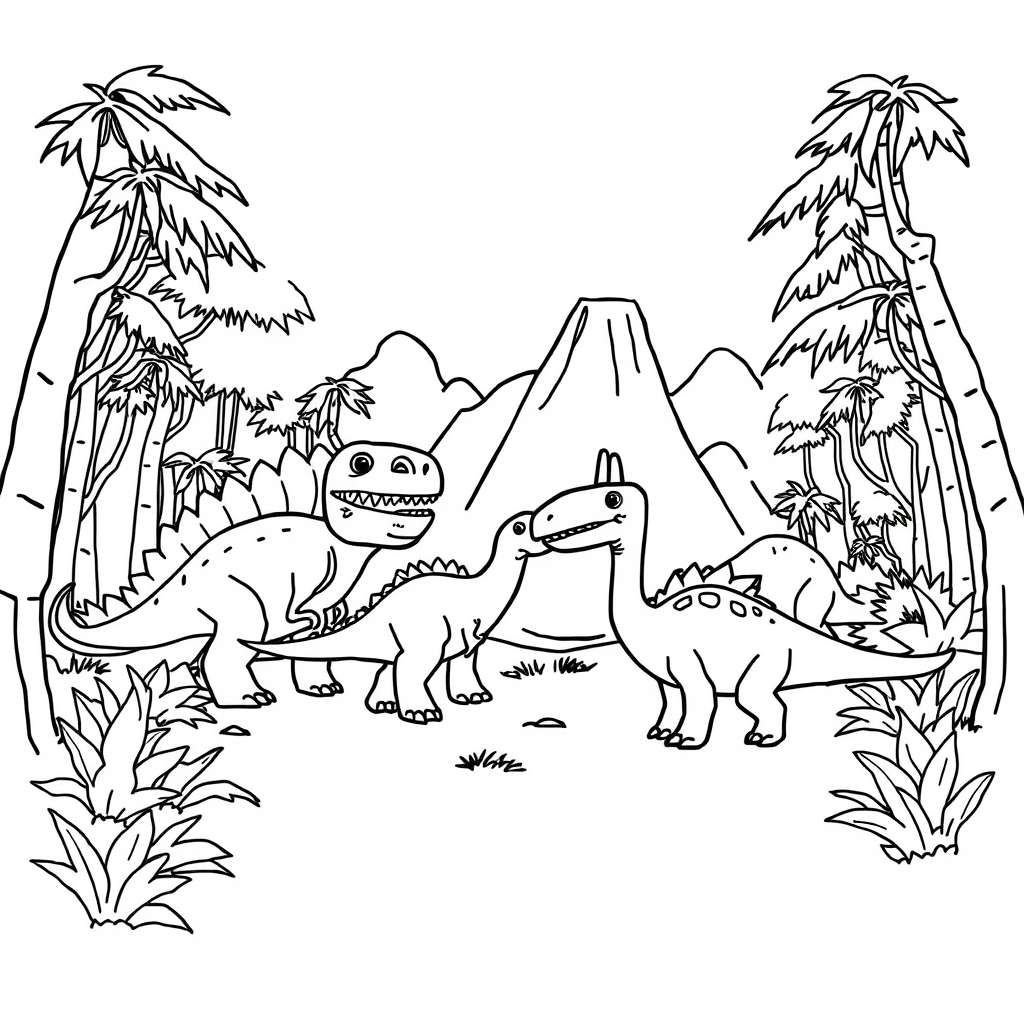 Dino-vriendjes Kleurplaat