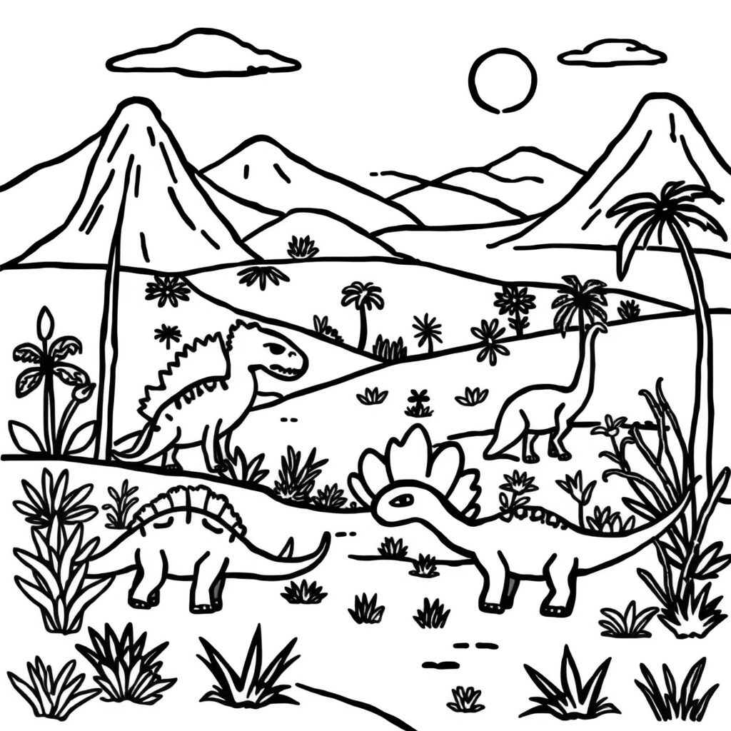 Dino-vriendjes Kleurplaat