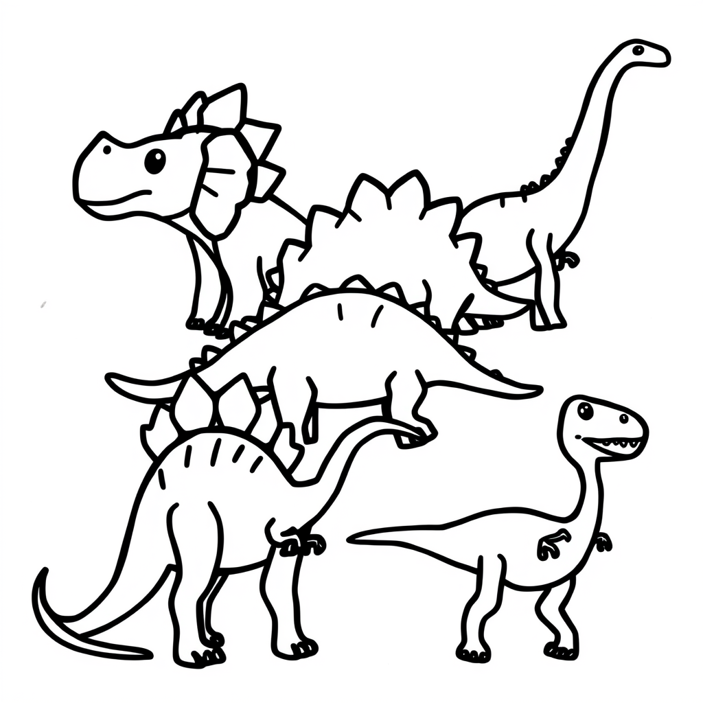 Dino-vriendjes Kleurplaat