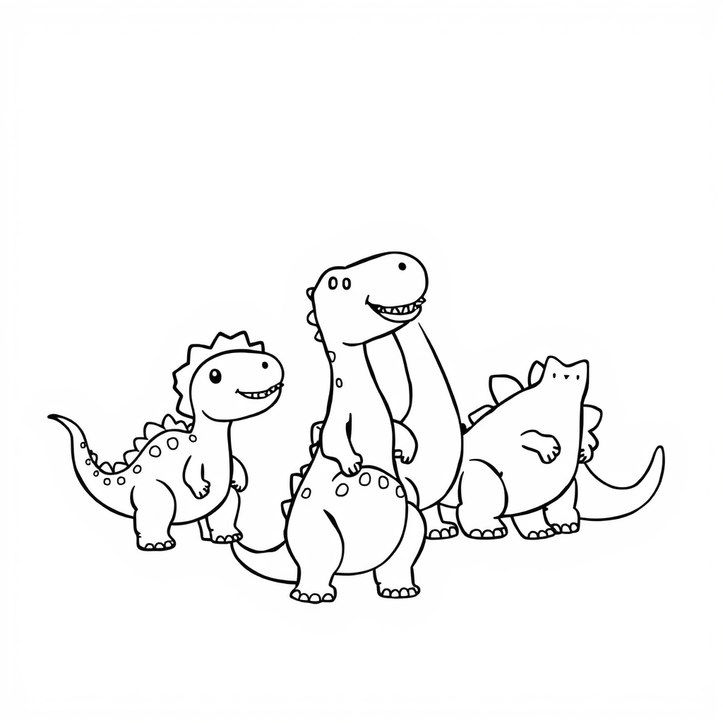 Dino-vriendjes Kleurplaat