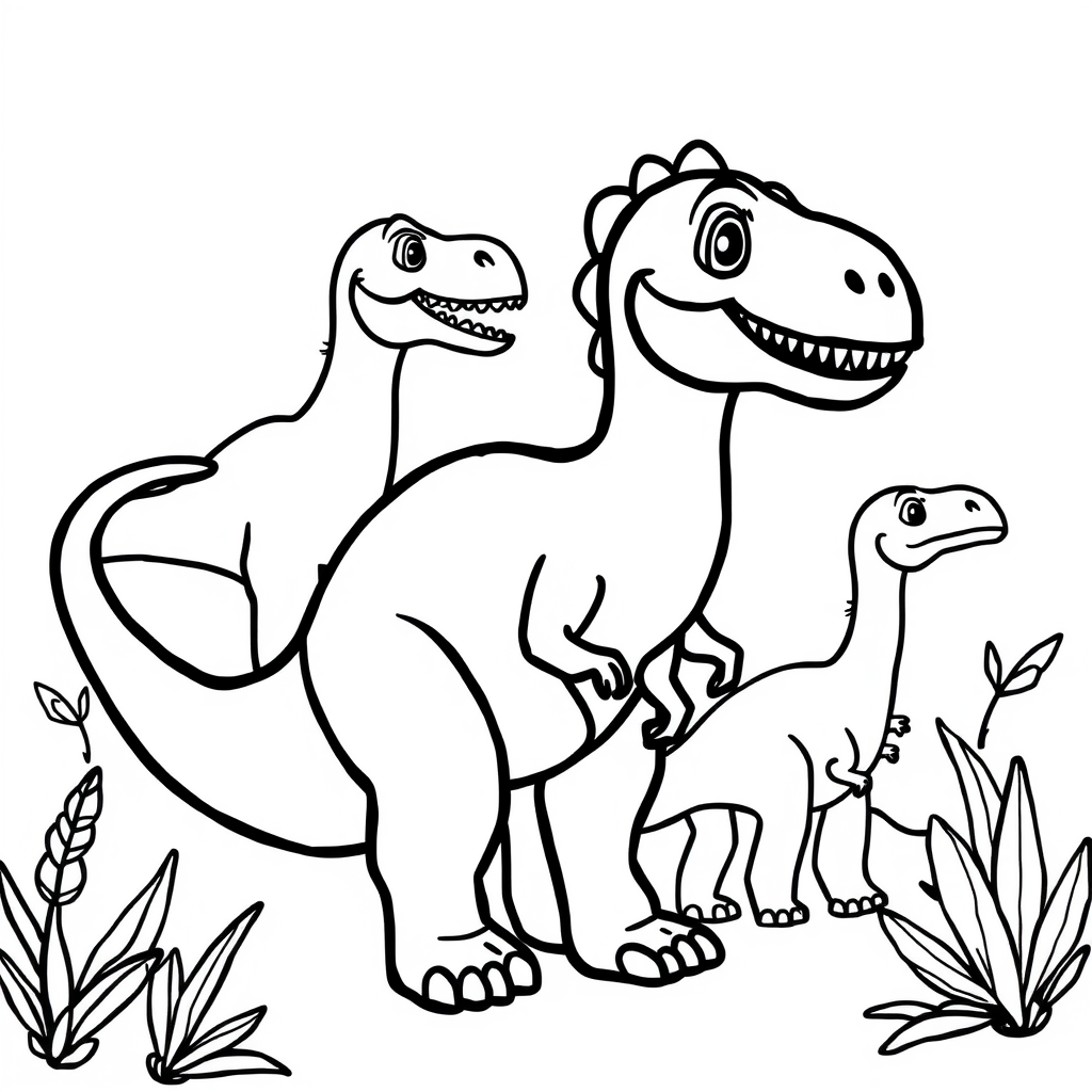 Dino-vriendjes Kleurplaat
