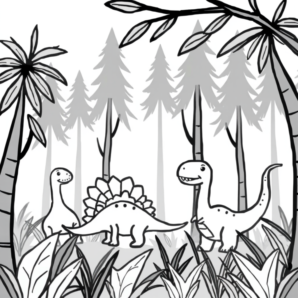 Dino-vriendjes Kleurplaat