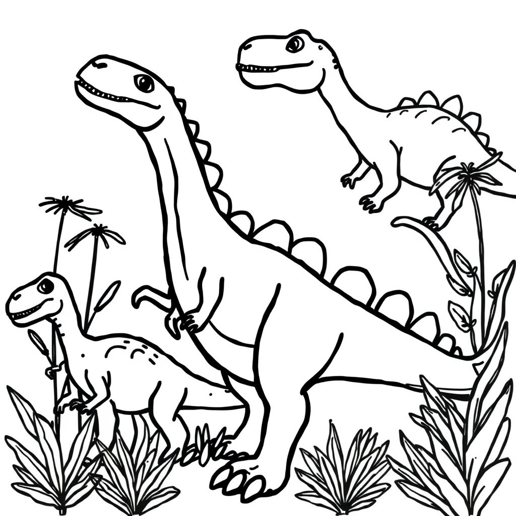 Dino-vriendjes Kleurplaat