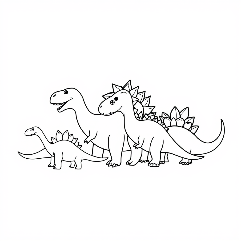 Dino-vriendjes Kleurplaat
