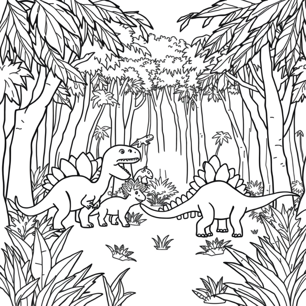Dino-vriendjes Kleurplaat