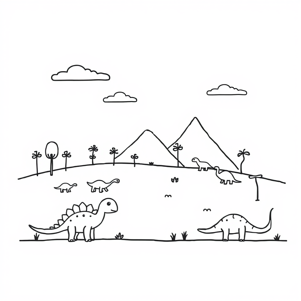 Dino-vriendjes Kleurplaat