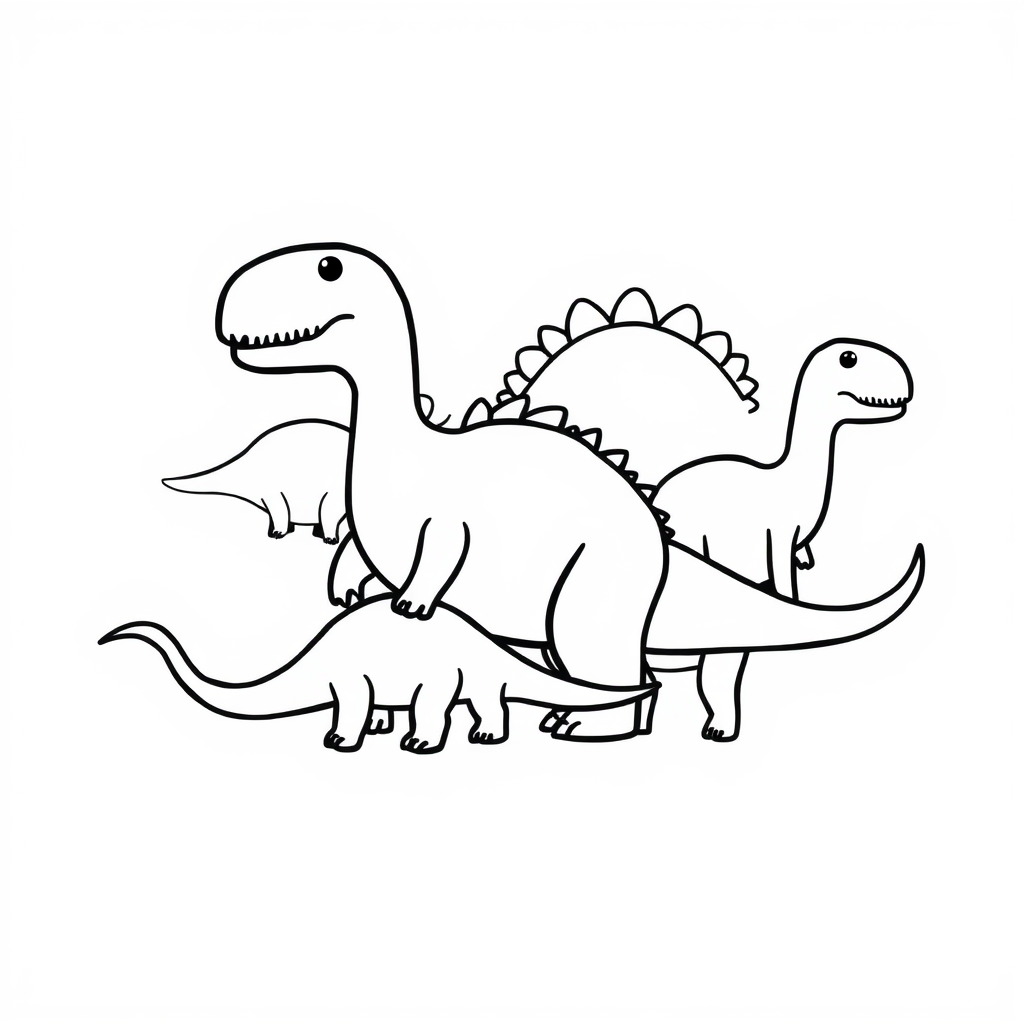 Dino-vriendjes Kleurplaat