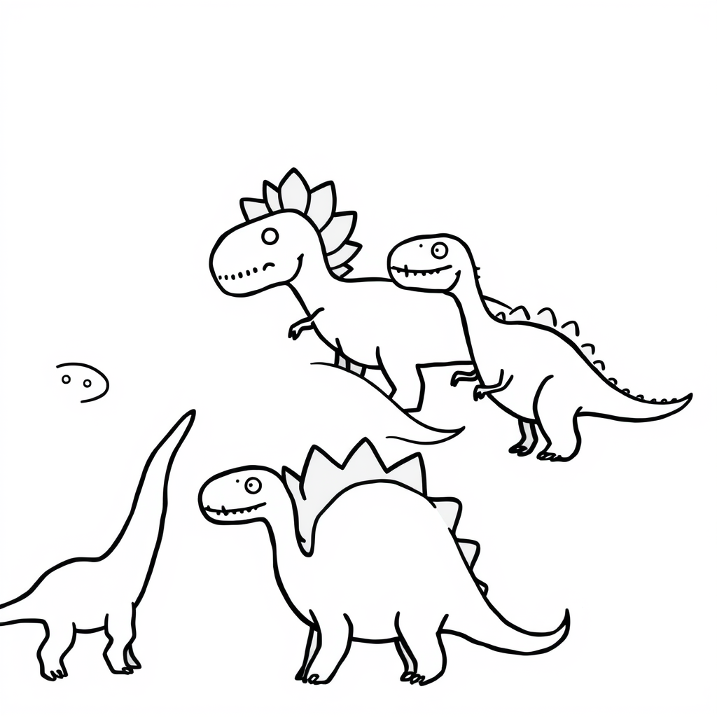 Dino-vriendjes Kleurplaat