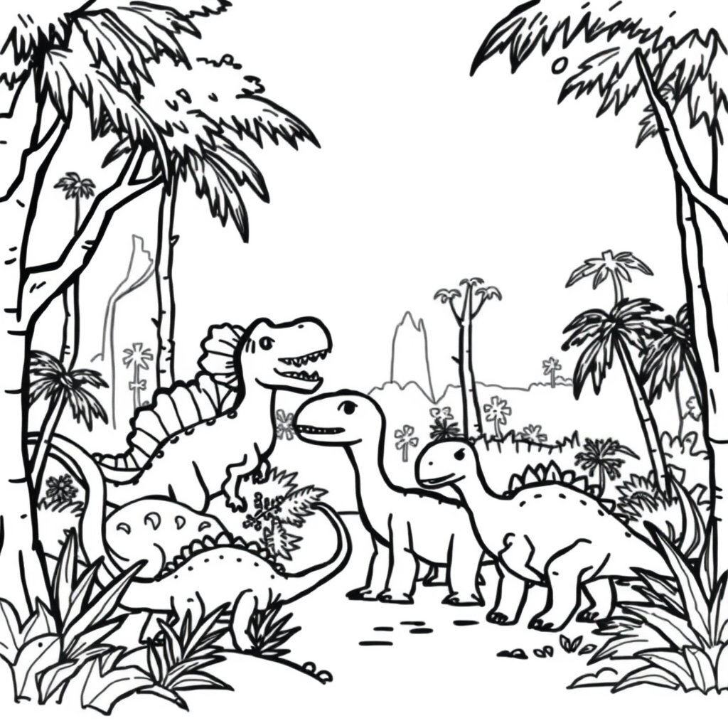Dino-vriendjes Kleurplaat