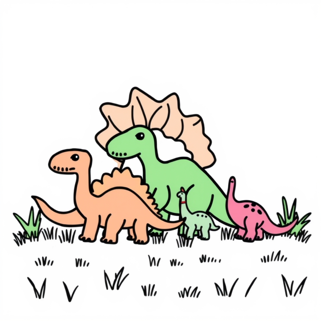 Dino-vriendjes Kleurplaat