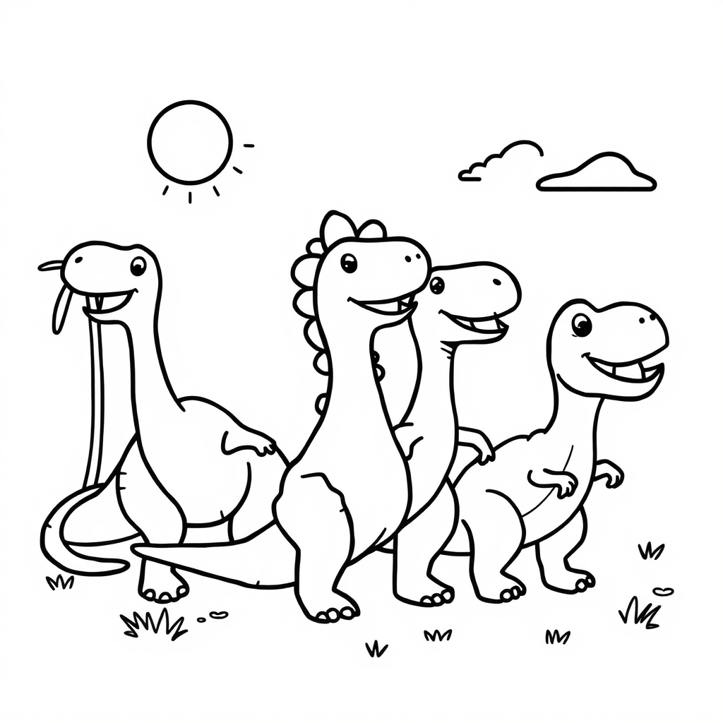 Dino-vriendjes Kleurplaat