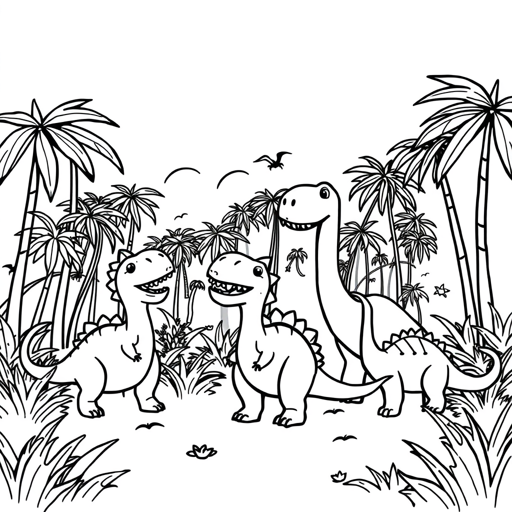 Dino-vriendjes Kleurplaat