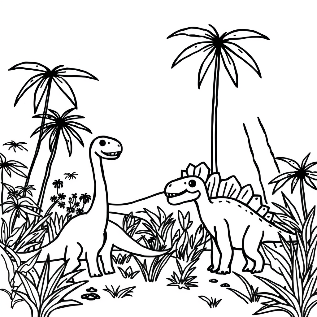 Dino-vriendjes Kleurplaat