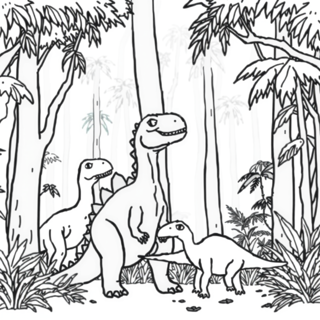 Dino-vriendjes Kleurplaat