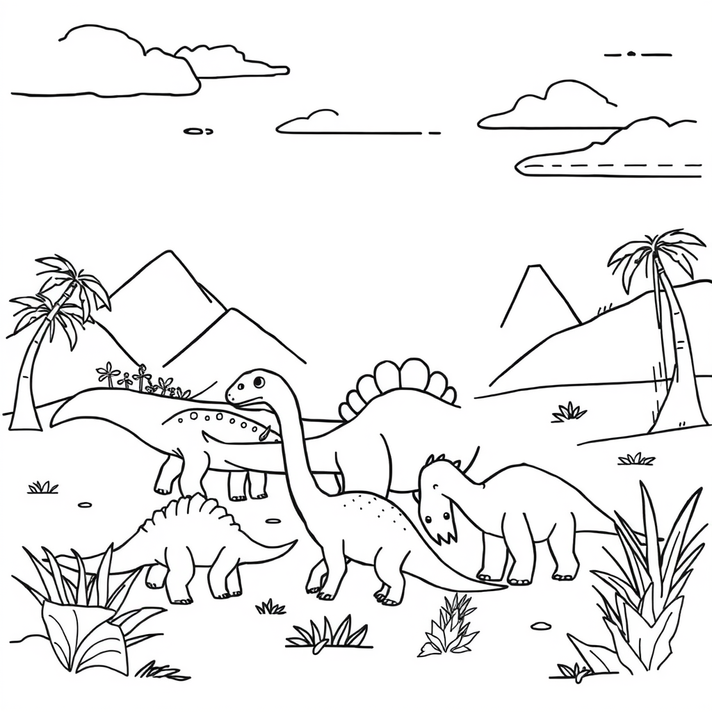 Dino-vriendjes Kleurplaat