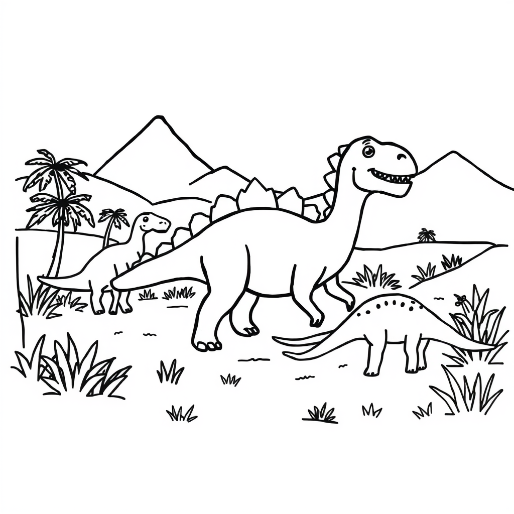 Dino-vriendjes Kleurplaat