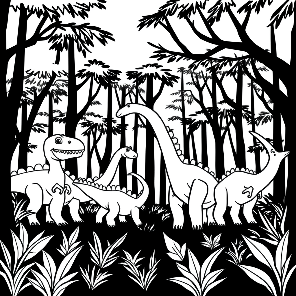 Dino-vriendjes Kleurplaat