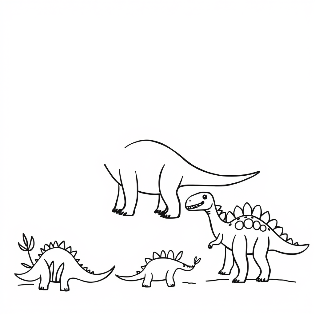 Dino-vriendjes Kleurplaat