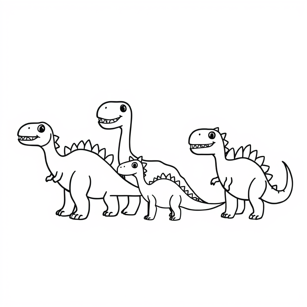 Dino-vriendjes Kleurplaat
