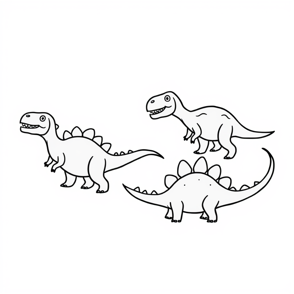 Dino-vriendjes Kleurplaat