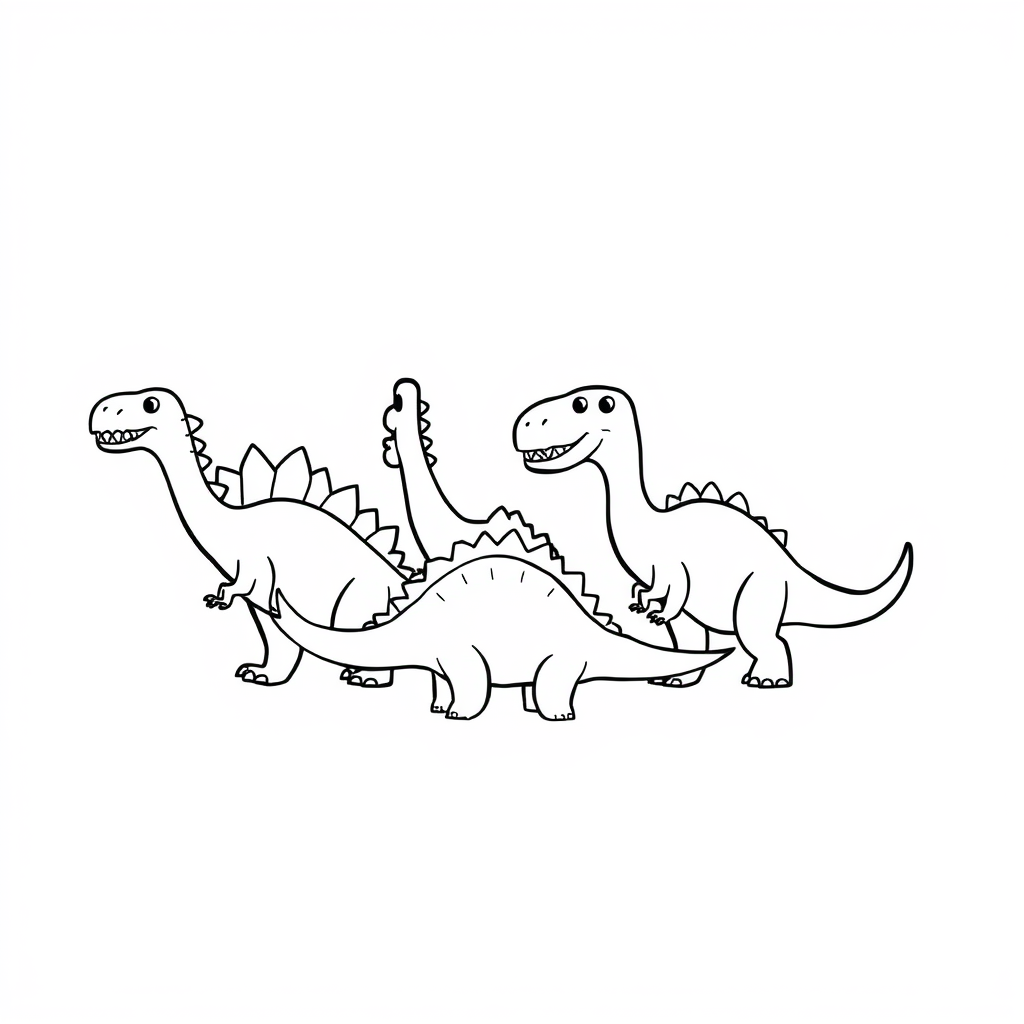 Dino-vriendjes Kleurplaat