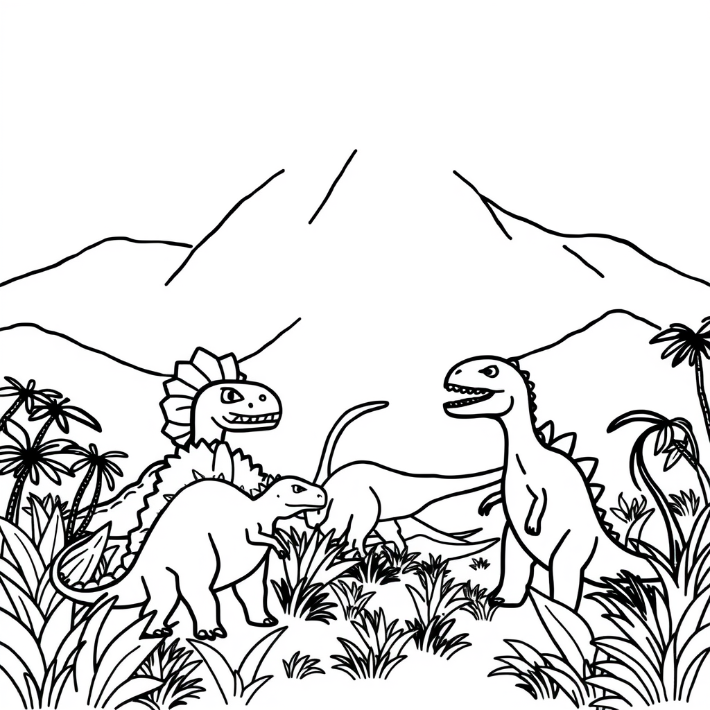 Dino-vriendjes Kleurplaat