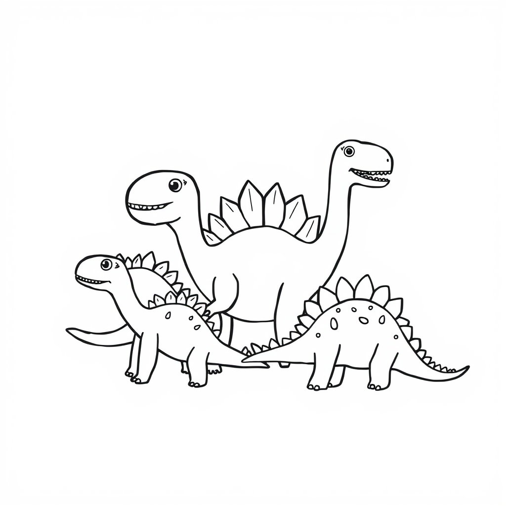 Dino-vriendjes Kleurplaat