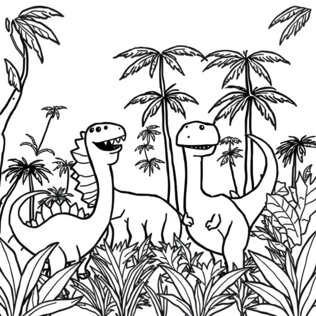 Dino-vriendjes Kleurplaat
