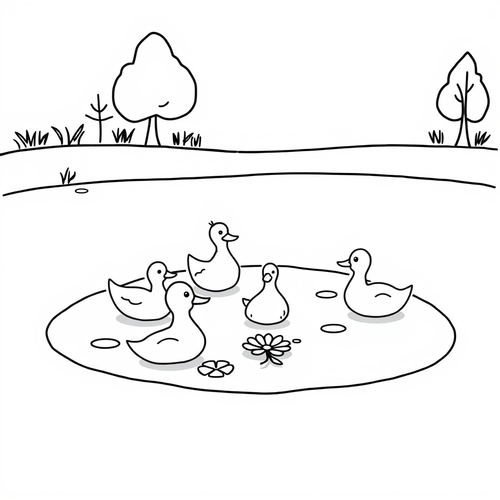 Eendenvriendjes Kleurplaat