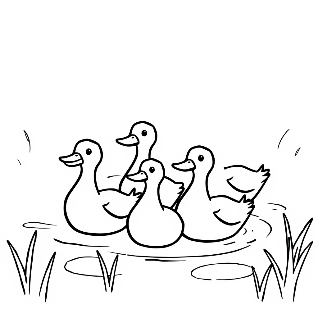 Eendje-vriendjes Kleurplaat