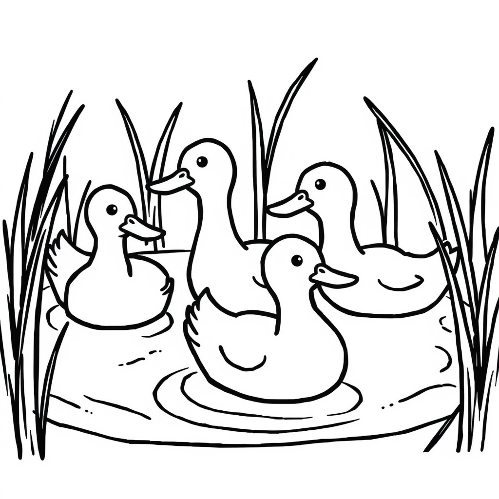 Eendenvriendjes Kleurplaat