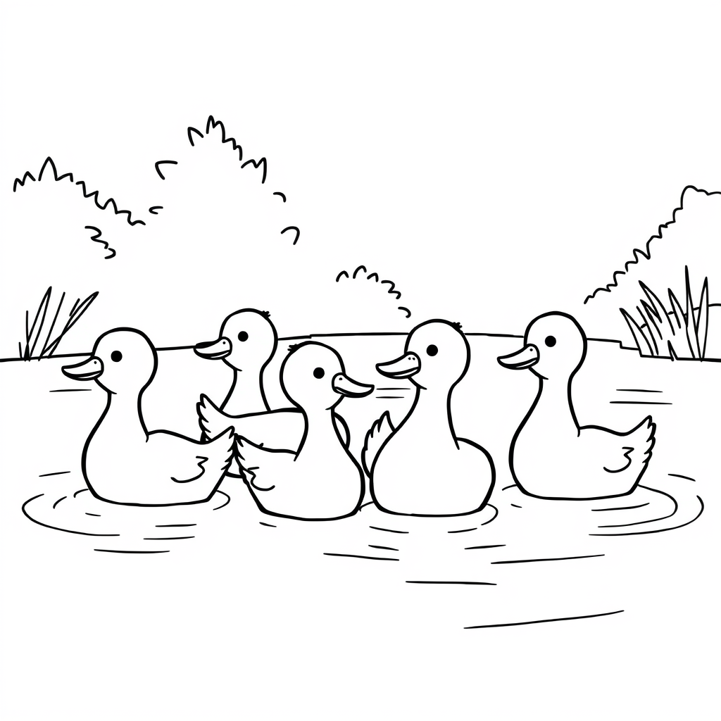 Eendje-vriendjes Kleurplaat