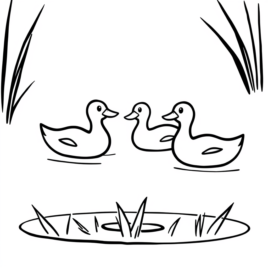 Dino-vriendjes Kleurplaat: Eenden