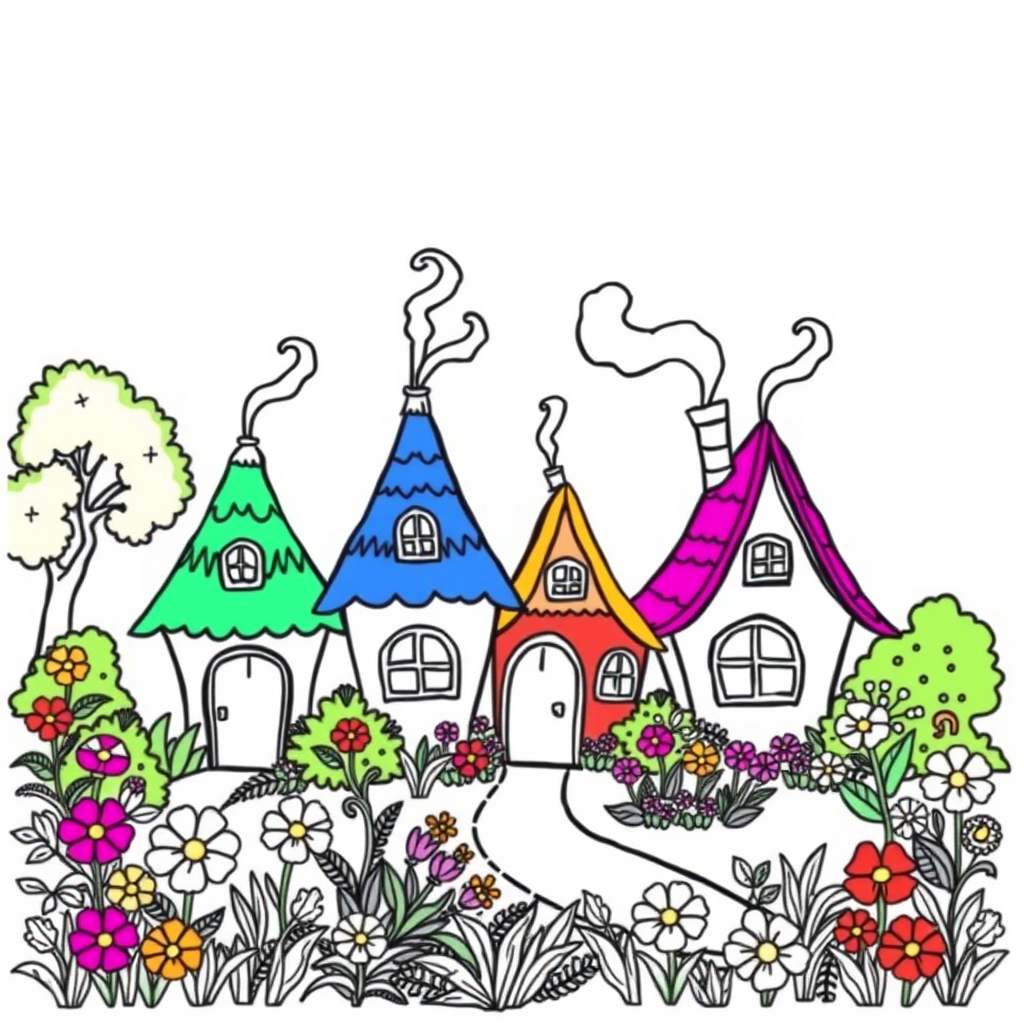 Feeënhuisjes Kleurplaat