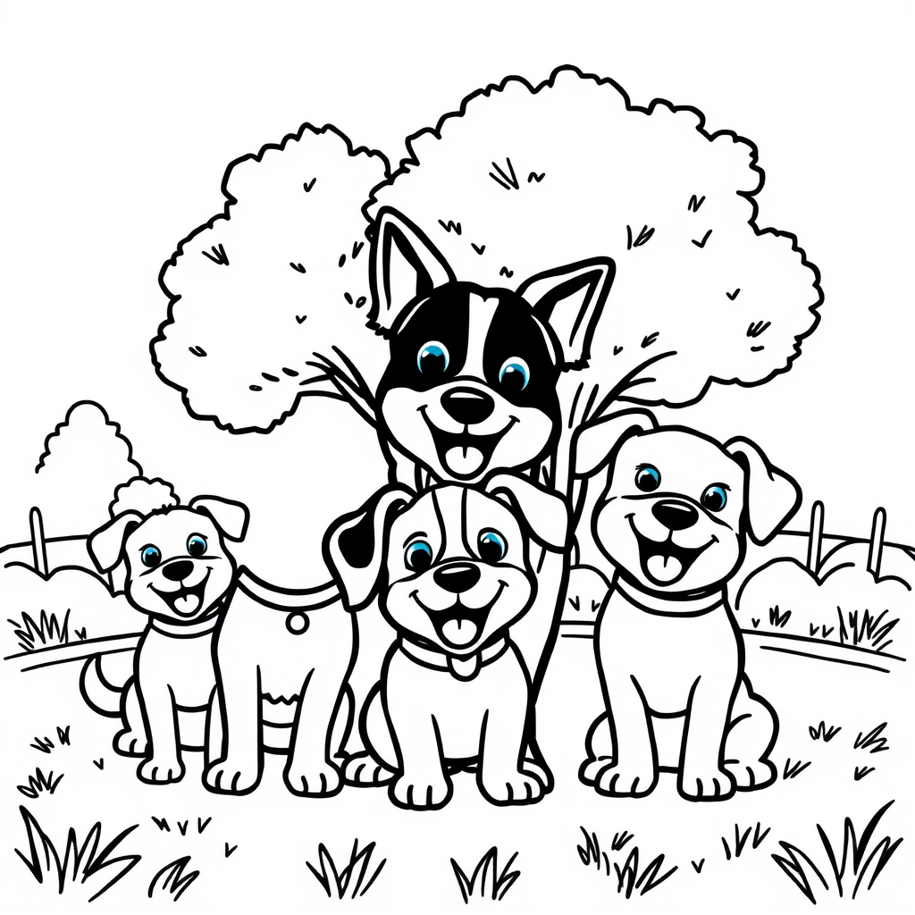 Honden Vriendjes Kleurplaat