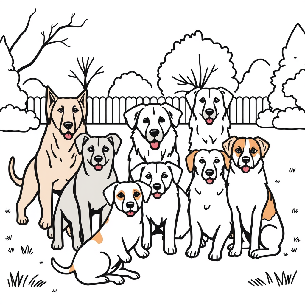 Hondenvriendjes Kleurplaat